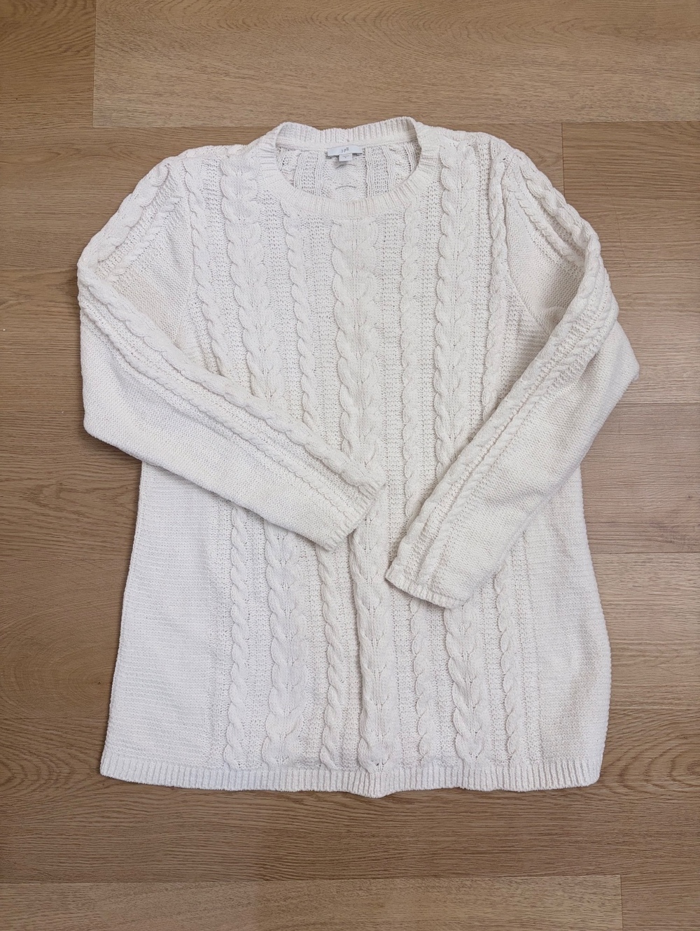 J.Jill Cable Knit Chenille Sweater Women’s Large Ivory Cream Pullover